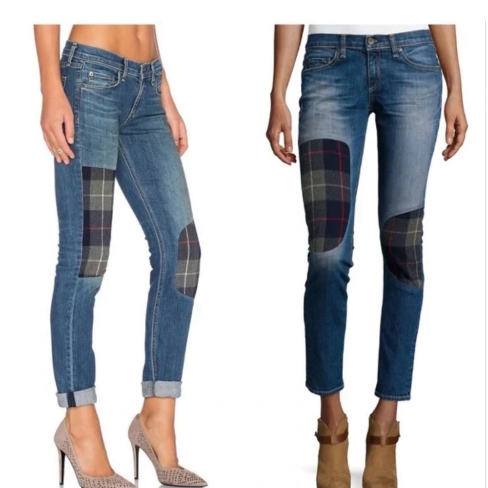 Rag and Bone The Dre Patch Jeans in Size 26 in Indigo Patch